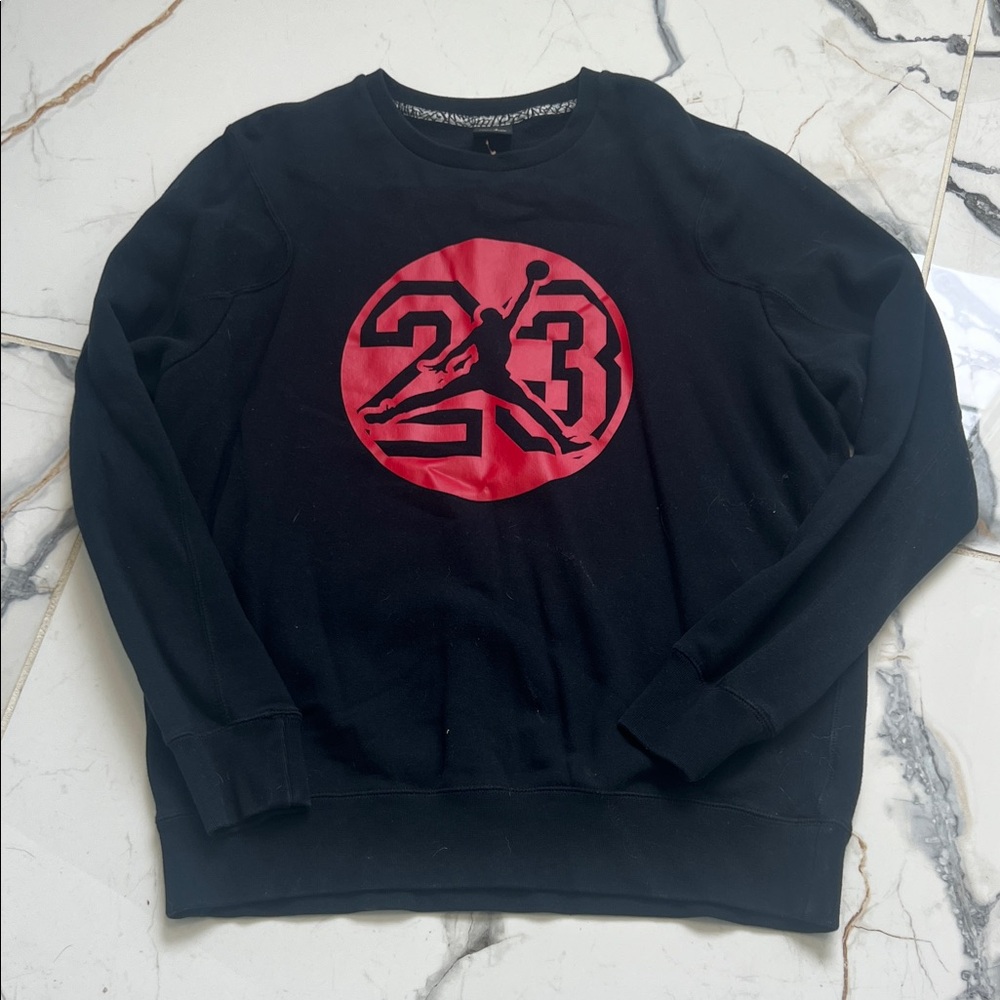 Jordan Men's Black Crewneck Sweater with Red Graphic